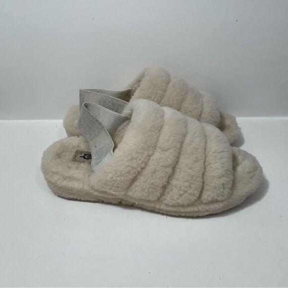 Ugg Fluff Yeah Off White Sherpa Platform Slippers - Picture 3 of 7